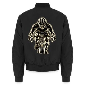 Rennradfahrer – Rennrad Radsport Motiv - Unisex Bomberjacke - Schwarz - Hinten - AI Model Male 185 light (185cm)