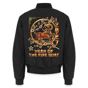 chinesisches neues Jahr 2027 Jahr der Ziege - Unisex Bomberjacke - Schwarz - Hinten - AI Model Male 185 light (185cm)