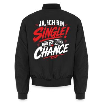 Ich bin Single Deine Chance Malle - Unisex Bomberjacke - Schwarz - Hinten - AI Model Male 185 light (185cm)