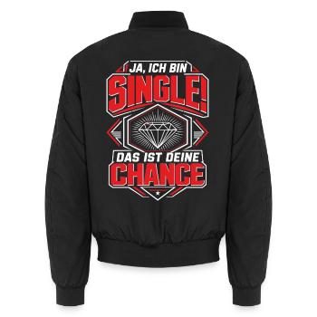 Ich bin Single Deine Chance Malle - Unisex Bomberjacke - Schwarz - Hinten - AI Model Male 185 light (185cm)