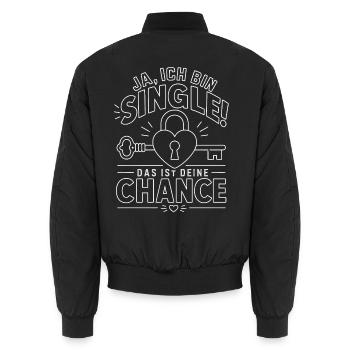Ich bin Single Deine Chance Malle - Unisex Bomberjacke - Schwarz - Hinten - AI Model Male 185 light (185cm)