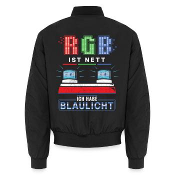 RGB ist nett ich habe Blaulicht Notfallsanitäter - Unisex Bomberjacke - Schwarz - Hinten - AI Model Male 185 light (185cm)