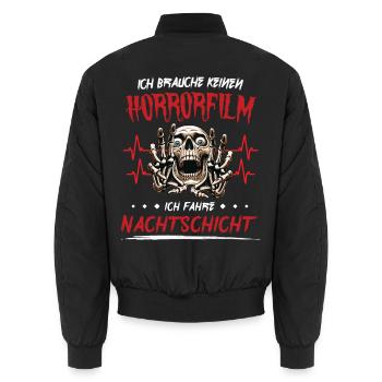 brauche keinen Horrorfilm ich fahre Nachtschicht - Unisex Bomberjacke - Schwarz - Hinten - AI Model Male 185 light (185cm)