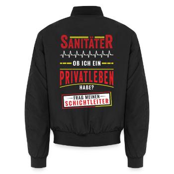 Frag meinen Schichtleiter, Spruch für Sanitäter - Unisex Bomberjacke - Schwarz - Hinten - AI Model Male 185 light (185cm)