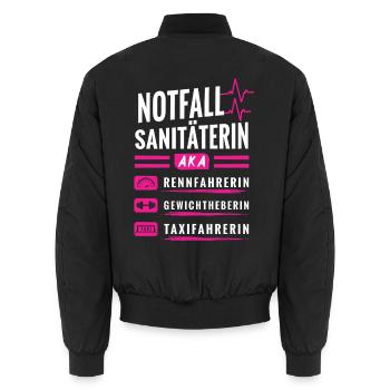 Notfallsanitäterin aka Rennfahrerin - Unisex Bomberjacke - Schwarz - Hinten - AI Model Male 185 light (185cm)