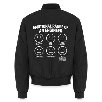Emotional Range of an Engineer Funny - Unisex Bomberjacke - Schwarz - Hinten - AI Model Male 185 light (185cm)