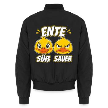 Ente Süß Sauer Cartoon Entenliebhaber - Unisex Bomberjacke - Schwarz - Hinten - AI Model Male 185 light (185cm)