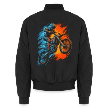Dirt Bike Motorrad Herren Kinder Motocross Jungen - Unisex Bomberjacke - Schwarz - Hinten - AI Model Male 185 light (185cm)