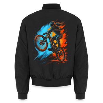 Downhill Bike Mountainbike Mädchen Damen MTB - Unisex Bomberjacke - Schwarz - Hinten - AI Model Male 185 light (185cm)