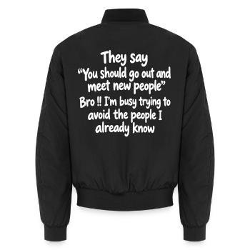 Introvertierter Schwarzer Humor - Unisex Bomberjacke - Schwarz - Hinten - AI Model Male 185 light (185cm)