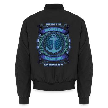 Moinsen Hamburg Anker Maritim Norddeutschland - Unisex Bomberjacke - Schwarz - Hinten - AI Model Male 185 light (185cm)