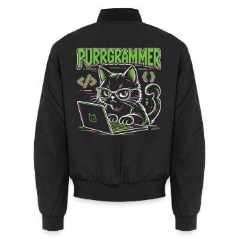Purrgrammer – Programmierer Katze Coding Humor - Unisex Bomberjacke - Schwarz - Hinten - AI Model Male 185 light (185cm)
