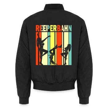Reeperbahn Vintage Hamburg Striper St Pauli - Unisex Bomberjacke - Schwarz - Hinten - AI Model Male 185 light (185cm)