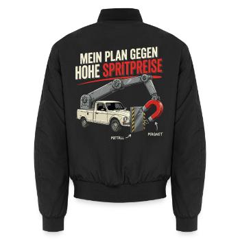 Spritpreise Humor Auto Fahrer Mechaniker Witziges - Unisex Bomberjacke - Schwarz - Hinten - AI Model Male 185 light (185cm)