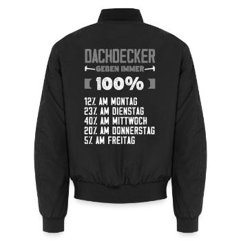 Dachdecker Spruch Lustig Handwerker Geschenk - Unisex Bomberjacke - Schwarz - Hinten - AI Model Male 185 light (185cm)