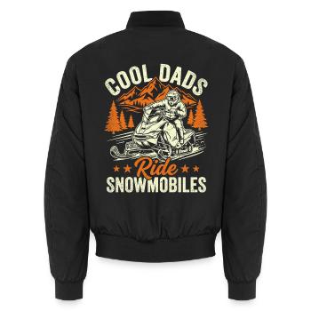 Coole Väter fahren Schneemobile – Schneemobilfahrer-Papa-Schlitten - Unisex Bomberjacke - Schwarz - Hinten - AI Model Male 185 light (185cm)