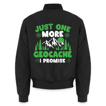 Nur noch ein Geocache, ich verspreche – Geocacher-Humor - Unisex Bomberjacke - Schwarz - Hinten - AI Model Male 185 light (185cm)