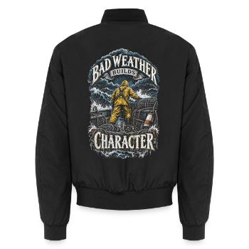 Hummerfänger Bad Weather Builds Character - Unisex Bomberjacke - Schwarz - Hinten - AI Model Male 185 light (185cm)