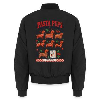 Pasta Pups Dachshund  - Unisex Bomberjacke - Schwarz - Hinten - AI Model Male 185 light (185cm)