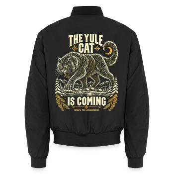 Weihnachtskatze isländische Weihnachten Wintersonnenwende - Unisex Bomberjacke - Schwarz - Hinten - AI Model Male 185 light (185cm)