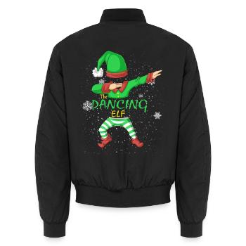 Die Dancing Elf Weihnachts-Matching-Familiengruppe - Unisex Bomberjacke - Schwarz - Hinten - AI Model Male 185 light (185cm)