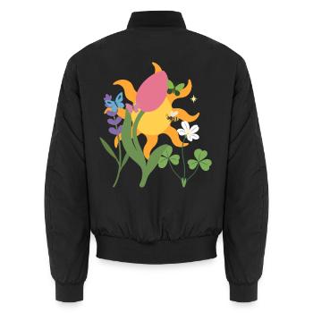 Blumen botanisch Pflanze Zeichnung - Unisex Bomberjacke - Schwarz - Hinten - AI Model Male 185 light (185cm)