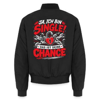 Ich bin Single Deine Chance Malle - Unisex Bomberjacke - Schwarz - Hinten - AI Model Male 185 light (185cm)