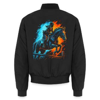 Pferde Mädchen Reiterin Reiten Reitsport Pferd - Unisex Bomberjacke - Schwarz - Hinten - AI Model Male 185 light (185cm)