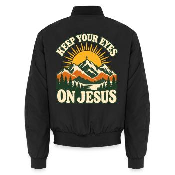 Jesus Christus Glaube Bibelvers - Unisex Bomberjacke - Schwarz - Hinten - AI Model Male 185 light (185cm)
