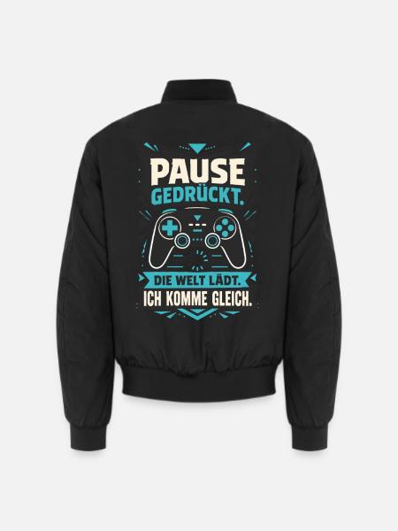 Pause gedrückt – Welt lädt - Unisex Bomberjacke - Schwarz