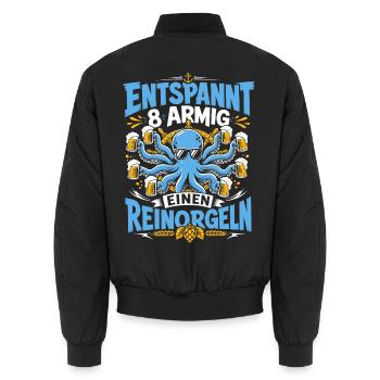 Achtarmig Saufparty Malle - Unisex Bomberjacke - Schwarz - Hinten - AI Model Male 185 light (185cm)