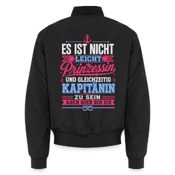 Lustiger Spruch Kapitänin - Unisex Bomberjacke - Schwarz - Hinten - AI Model Male 185 light (185cm)