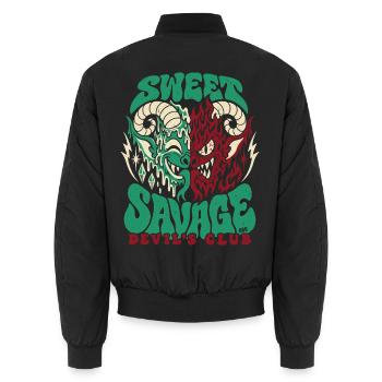 Sweet Savage Devil´s Club 666 - Halloween  - Unisex Bomberjacke - Schwarz - Hinten - AI Model Male 185 light (185cm)