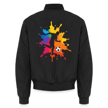 Lustiges Fußball Spruch Motiv Geschenk Fußballer - Unisex Bomberjacke - Schwarz - Hinten - AI Model Male 185 light (185cm)