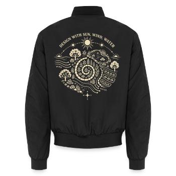 Design mit Sonnenwindwasser - Unisex Bomberjacke - Schwarz - Hinten - AI Model Male 185 light (185cm)
