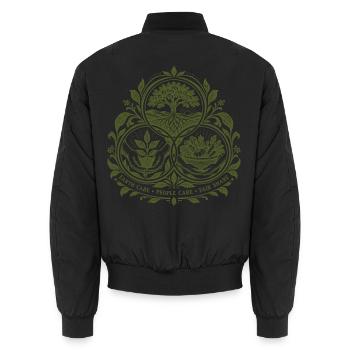 Permakultur-Ethik-Emblem - Unisex Bomberjacke - Schwarz - Hinten - AI Model Male 185 light (185cm)
