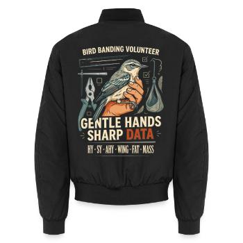 Vogelfang-Banding Freiwilliger - Unisex Bomberjacke - Schwarz - Hinten - AI Model Male 185 light (185cm)