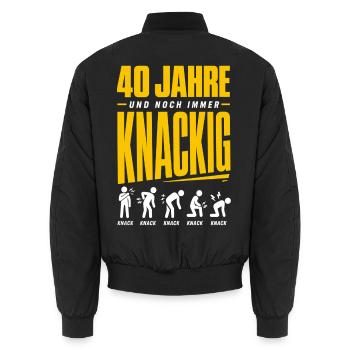40 Jahre und noch immer knackig - Unisex Bomberjacke - Schwarz - Hinten - AI Model Male 185 light (185cm)