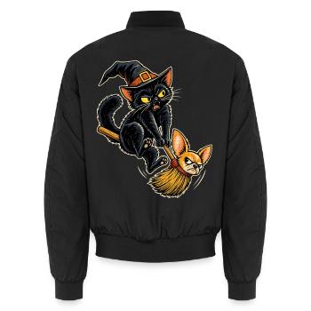 Halloween Hexenkatze mit störrischem - Unisex Bomberjacke - Schwarz - Hinten - AI Model Male 185 light (185cm)