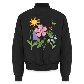 Blumen botanisch Garten Illustration - Unisex Bomberjacke - Schwarz - Hinten - AI Model Male 185 light (185cm)