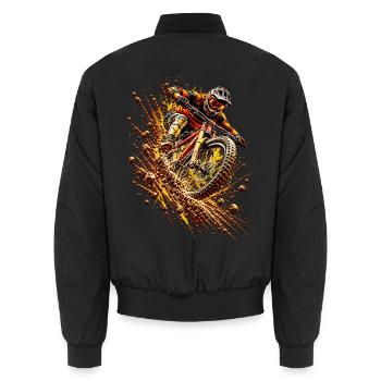 Mountainbike Downhill – MTB Fahrer Action Geschenk - Unisex Bomberjacke - Schwarz - Hinten - AI Model Male 185 light (185cm)