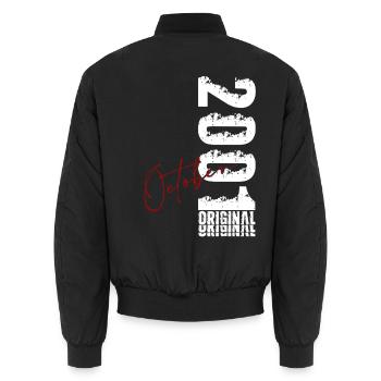 25. Geburtstag Geschenk Mann Original Oktober 2001 - Unisex Bomberjacke - Schwarz - Hinten - AI Model Male 185 light (185cm)