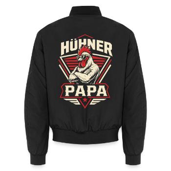 Hühner Papa Hühnerbesitzer Bauer - Unisex Bomberjacke - Schwarz - Hinten - AI Model Male 185 light (185cm)