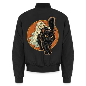 Halloween Geist mit mutiger schwarzer Fellnase - Unisex Bomberjacke - Schwarz - Hinten - AI Model Male 185 light (185cm)