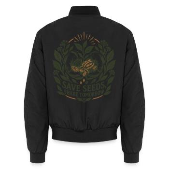 Samen speichern Teilen Sie morgen - Unisex Bomberjacke - Schwarz - Hinten - AI Model Male 185 light (185cm)