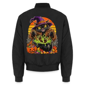 Hexenkatze im Hexenkessel Halloween - Unisex Bomberjacke - Schwarz - Hinten - AI Model Male 185 light (185cm)
