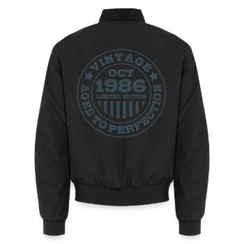Vintage Oktober 1986 Limited Edition Circle - Unisex Bomberjacke - Schwarz - Hinten - AI Model Male 185 light (185cm)