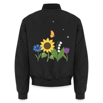 Blumen botanisch Blumenmotiv Design - Unisex Bomberjacke - Schwarz - Hinten - AI Model Male 185 light (185cm)