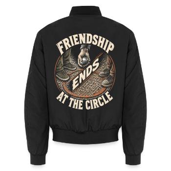 Pentanque Friendship Ends At The Circle - Unisex Bomberjacke - Schwarz - Hinten - AI Model Male 185 light (185cm)