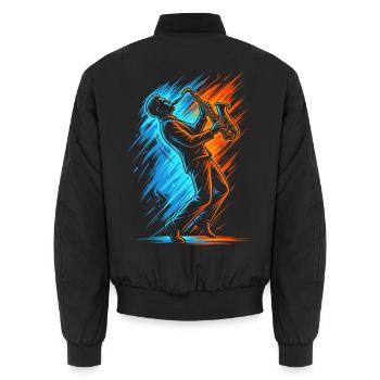 Saxophonist Saxofon Herren Kinder Saxophon Jungen - Unisex Bomberjacke - Schwarz - Hinten - AI Model Male 185 light (185cm)